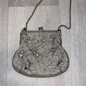 Silver Beaded Evening Crossbody Bag inge Christopher